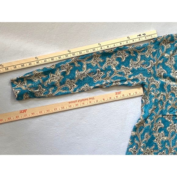 Anthropologie Pilcro Leilani Button Down Tunic Top XS Teal Paisley - Picture 11 of 15